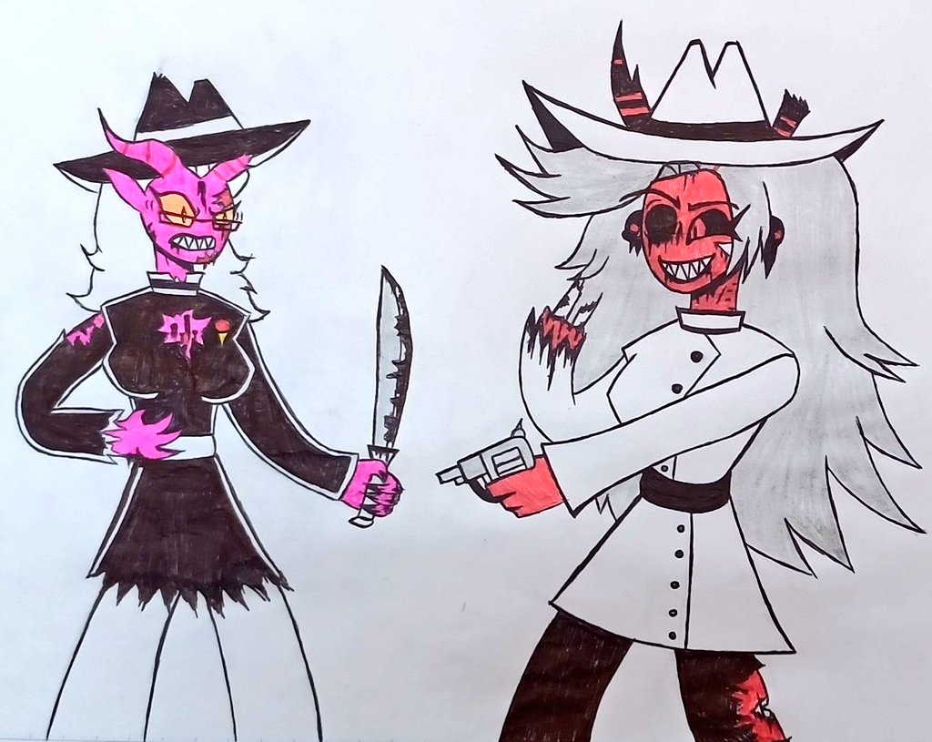 SkeleeerL's tweet image. 🔪⚫[Maybarry vs Martha]⚪🔫

they love each other to death :)

#HelluvaBossFanart 
#HelluvaBossMayberry 
#Mayberry