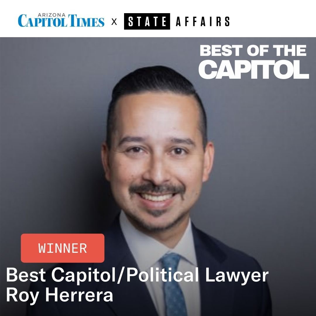 Roy Herrera (@royherreraphx) on Twitter photo Coming out of X hibernation to express some gratitude. Last night, for the second straight year, I won best political lawyer in AZ by the <a href="/AzCapitolTimes/">AZ Capitol Times (State Affairs Arizona)</a>. It’s an honor but it wouldn’t have happened without my amazing colleagues at Herrera Arellano and our clients. Thank you all! Coming out of X hibernation to express some gratitude. Last night, for the second straight year, I won best political lawyer in AZ by the <a href="/AzCapitolTimes/">AZ Capitol Times (State Affairs Arizona)</a>. It’s an honor but it wouldn’t have happened without my amazing colleagues at Herrera Arellano and our clients. Thank you all!