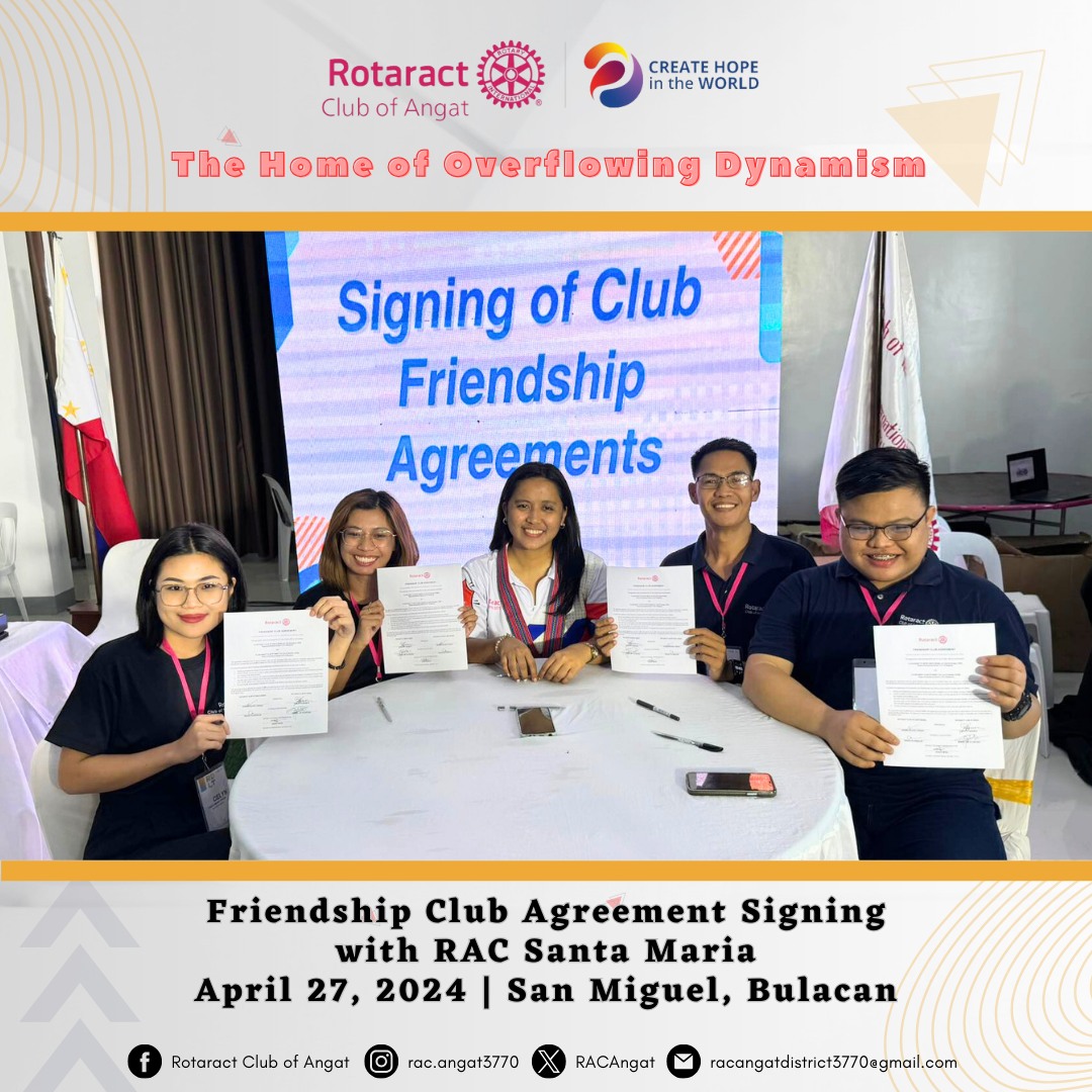 RACAngat's tweet photo. 𝐑𝐀𝐂 𝐀𝐧𝐠𝐚𝐭 𝐬𝐢𝐠𝐧𝐬 𝐚 𝐅𝐫𝐢𝐞𝐧𝐝𝐬𝐡𝐢𝐩 𝐀𝐠𝐫𝐞𝐞𝐦𝐞𝐧𝐭 𝐰𝐢𝐭𝐡 𝐑𝐀𝐂 𝐒𝐚𝐧𝐭𝐚 𝐌𝐚𝐫𝐢𝐚 - 𝟐𝟕 𝐀𝐩𝐫𝐢𝐥 𝟐𝟎𝟐𝟒

#RACAngat
#HomeofOverflowingDynamism
#FriendshipClubAgreementSigning
#RDLT2024
#CreateHopeInTheWorld
#District3770 https://t.co/len1tFNI4T