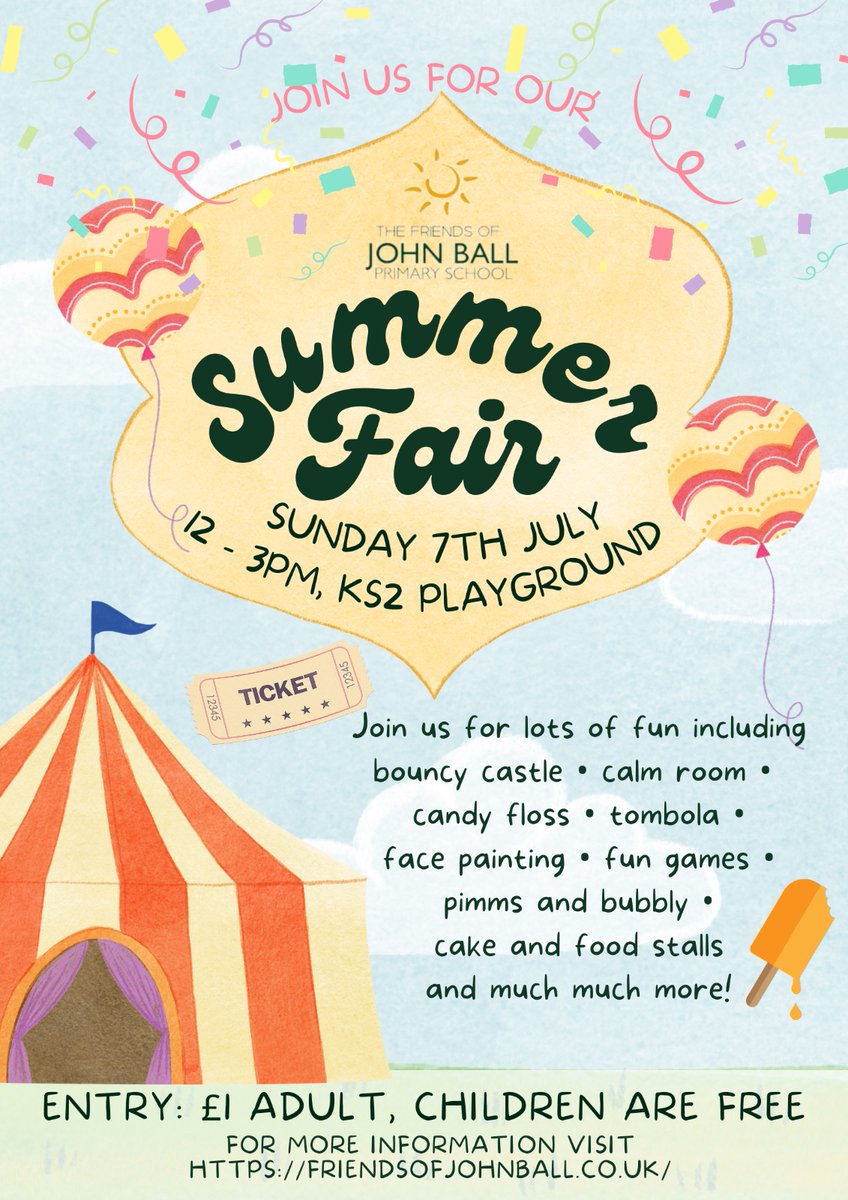 Welcome to the John Ball Summer Fair for games, food and loads of fun!!