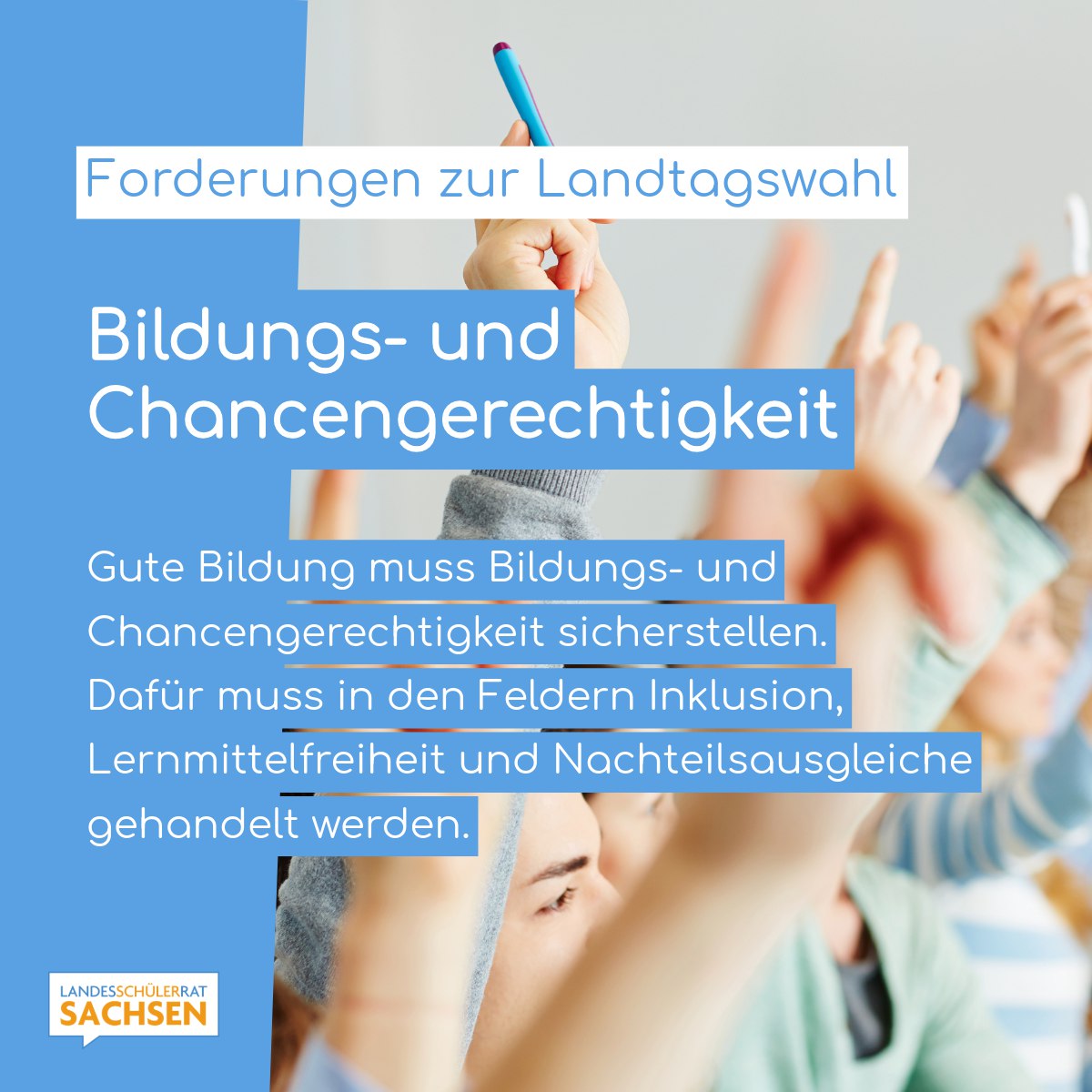 Inklusive Schulen, mehr Nachteilsausgleiche und eine echte Lernmittelfreiheit. Wir fordern, mehr Bildungs- und Chancengerechtigkeit!

Unser ausführliches Statement hier ⬇️
svlink.de/odbut