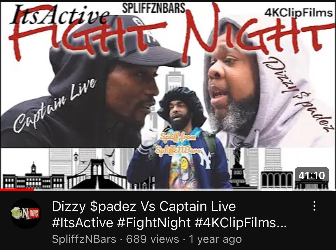SpliffzNBars's tweet photo. Dizzy $padez Vs Captain Live #ItsActive #FightNight #4KClipFilms #Spliff... https://t.co/w3Nqz5BldP via @YouTube https://t.co/gFH9BZ6tWw