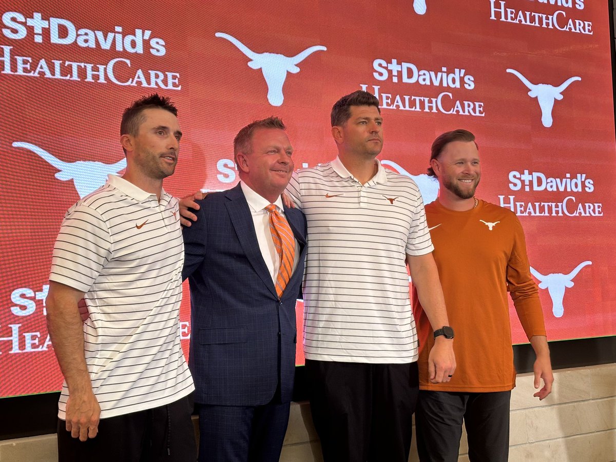 InsideTexas's tweet photo. Jim Schlossnagle and the new Texas baseball staff https://t.co/p9bQyJMJod