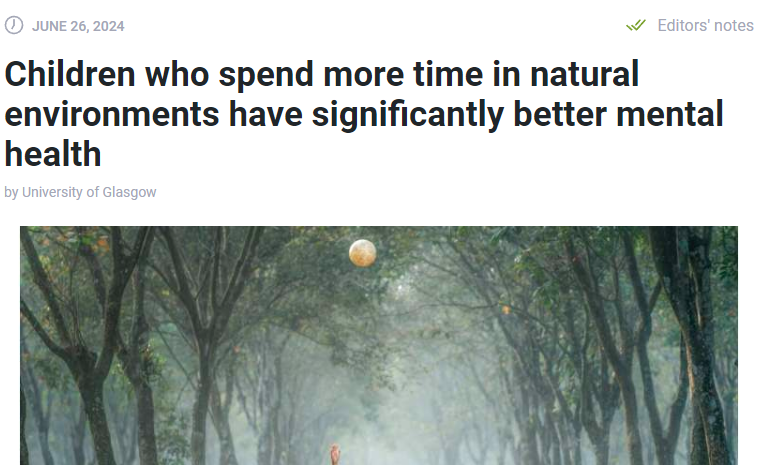 SaraHor76174949's tweet photo. Children who spent just 60 minutes daily in nature had a 50% lower risk of mental health issues. Notably, the benefits were greatest for children from disadvantaged backgrounds, particularly in terms of improved behavior and social skills.

https://t.co/ATZP3PQg1S https://t.co/VZmNxlCScU