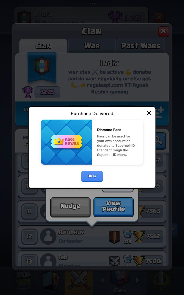 Thanku :⁠-⁠) Goat <a href="/CarltheLegendCR/">Carl the Legend</a> for the Diamond Pass 💎
Thanks for doing these awesome giveaway 😁