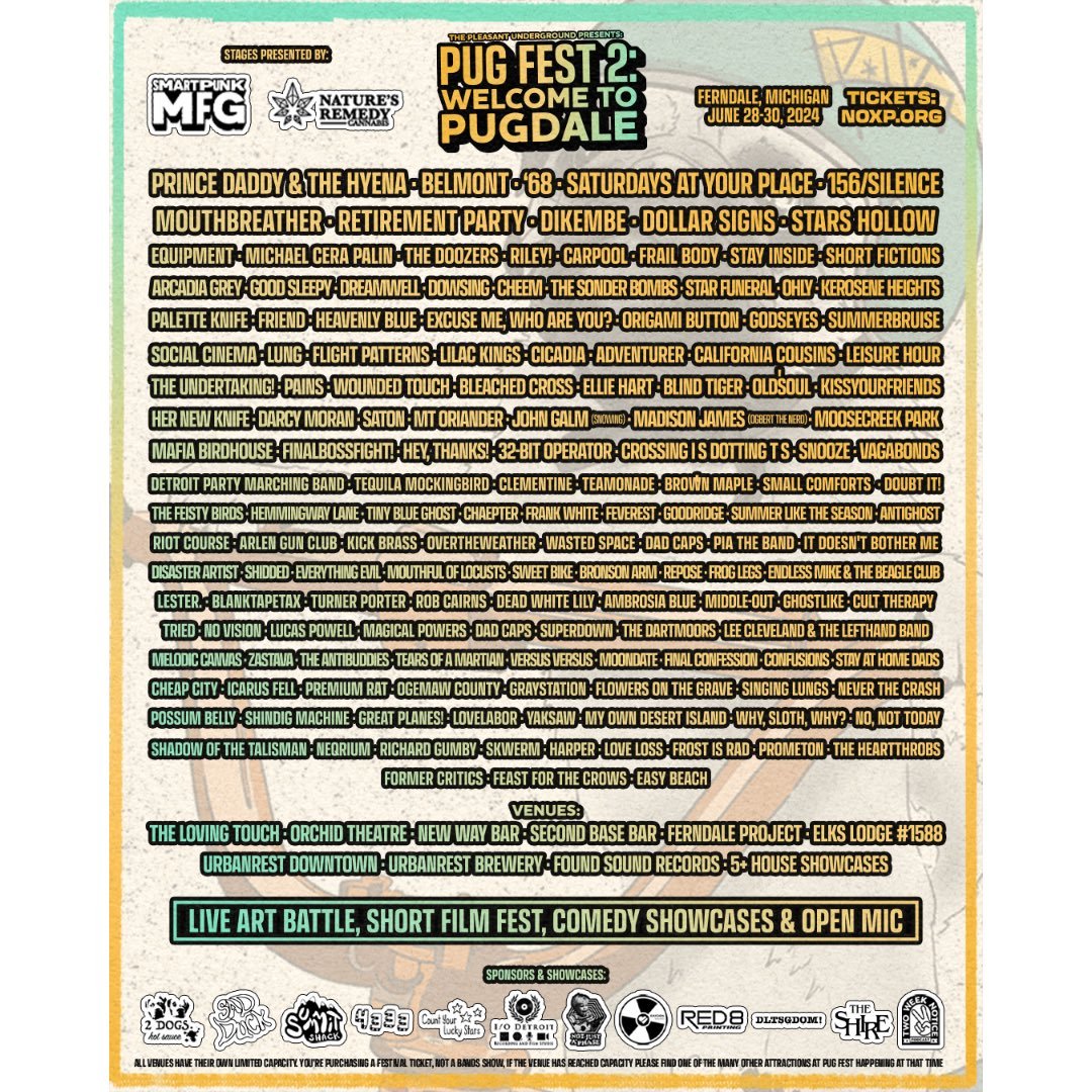 rtrmntprty's tweet image. REMINDER we&apos;re playing PUG Fest in Ferndale MI this Sunday! 8pm at The Loving Touch!!! 

We will have t-shirt &amp;amp; records for sale. Can u believe it??? Even CDs. My mom will be there and one time someone asked her to sign a record so maybe you can even get her autograph (priceless)