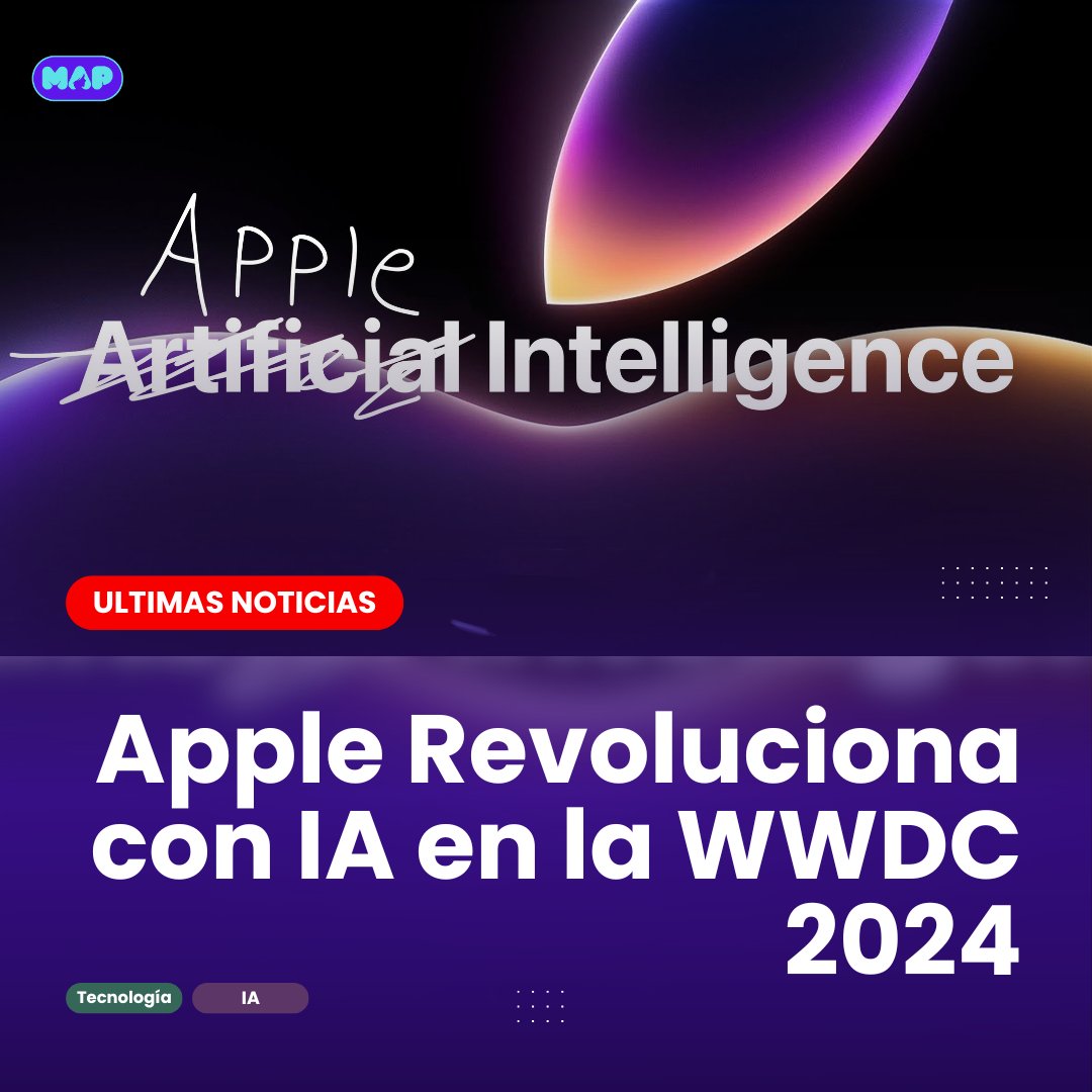 MAPoderosas's tweet photo. 🌐🚀 ¡La #WWDC2024 de Apple ha arrancado con fuerza! Como se esperaba, la #InteligenciaArtificial fue la estrella, pero hay muchas más novedades. 
Más info: https://t.co/6YDzRT0gB2 https://t.co/c8XVXnTBYF