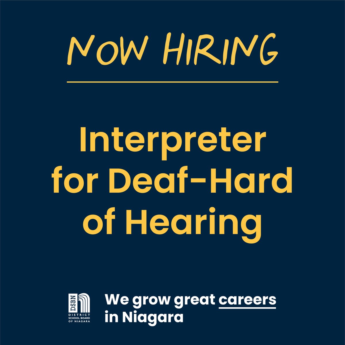 📣 We are hiring now for the position of Interpreter for Deaf-Hard of Hearing!

❗ Apply by 4pm on July 2
👇 Full posting + requirements
dsbn.simplication.com/Applicant/jobp…