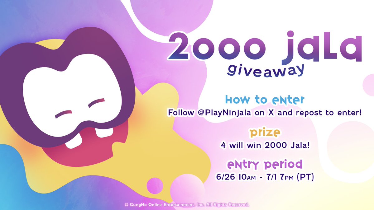 playninjala's tweet image. 🎊 2000 JALA GIVEAWAY 🎊

It's our birthday week, so you know we had to throw in some goodies for you... 

HOW TO ENTER: 
🎈 Follow us @PlayNinjala 
🎈 Repost THIS post!

Four will win! Enter before 7/1 7PM PT 💛

Details: loom.ly/CGoBf8c 
#Ninjala
