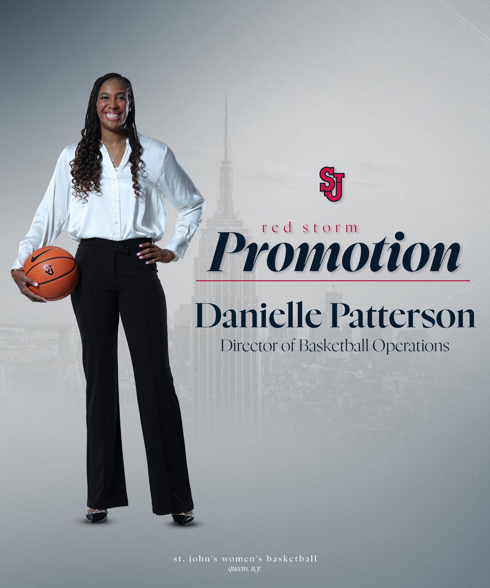 StJohnsWBB's tweet photo. Staying 🏠

Excited to announce the promotion of former player and graduate assistant @d_patterson33 as our Director of Basketball Operations 👏

🗞️: https://t.co/hGR2HXM296 https://t.co/0W9aNICMGZ