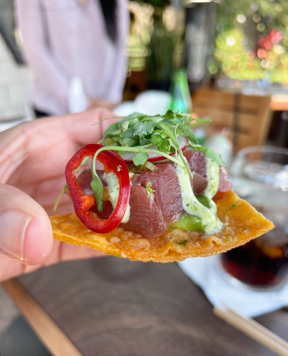 himitsusd's tweet photo. 𝑻𝒐𝒔𝒕𝒂𝒅𝒂𝒔 🧡 Corn tostadas with your choice of Hamachi, Tuna, Salmon, or Albacore. You don't want to miss this delicious crispy treat!⁠
⁠
Looking forward to welcoming you for lunch or dinner!⁠ We're open Tuesday to Saturday.⁠
⁠
〰️⁠
#HimitsuSD #ShowaHospitality https://t.co/ZPV5D6UgHw