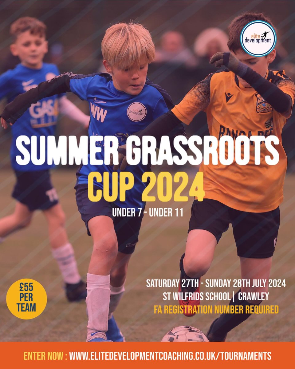 Summer Grassroots Cup 2024 
Spaces Available - elitedevelopmentcoaching.co.uk/tournaments

wix.to/TVhl6EH