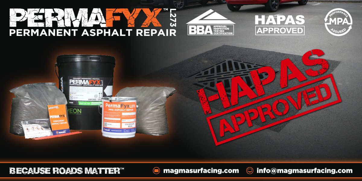 MeonUK's tweet image. PermaFyx L273 is now officially #HAPAS Approved, offering the ultimate in permanent asphalt repair - 

Learn more about #PermaFyx here 👇

bit.ly/3TLGQjr 

#AsphaltRepair #HAPASCertification #Meon #MAGMA #RepairingRoadsTheRightWay #BecauseRoadsMatter