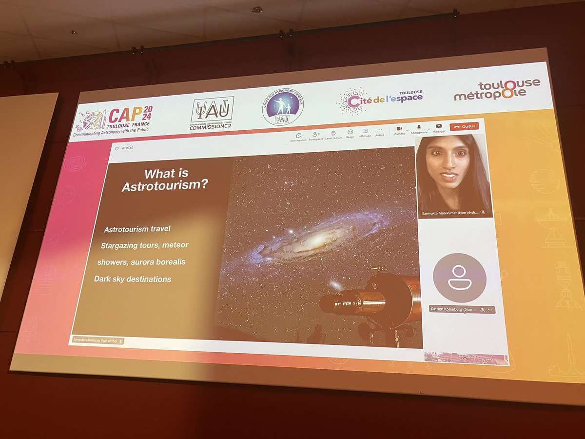 Astro-tourism talk at #cap24 by Joy from the <a href="/Astro4Dev/">IAU-OAD</a>,  an observer <a href="/astronomy2024/">IAU GA 2024 🌍</a>. The key message is partnerships between observatories and communities whose business is based on Astro-tourism. Hanle Dark Skies also emphases community collaboration.