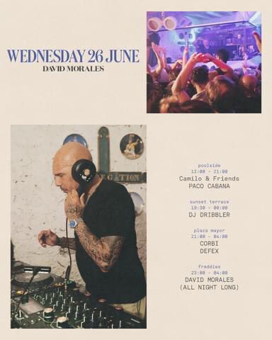 Tonight Morales in Freddie’s with a 5 hour warm up from me on the terrace and <a href="/JuanCorbi/">Corbi</a>  and Camilo controlling the plaza and pool. Very exciting 🇪🇸❤️