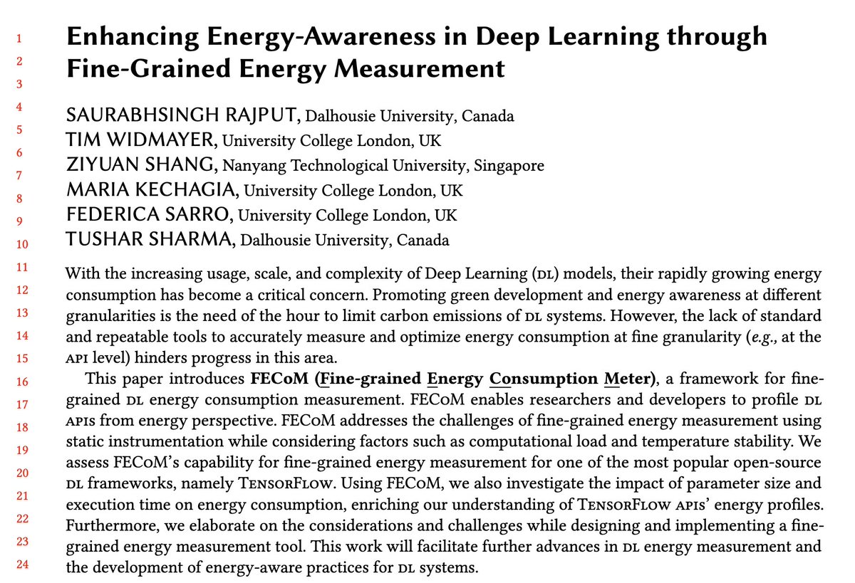 This morning brought a great news. Our paper discussing FECoM, a framework for fine-grained DL energy consumption measurement, has been accepted at <a href="/acm_tosem/">tosem</a>. We sincerely thank the reviewers for insightful reviews; congratulations to all co-authors.