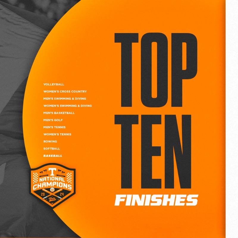 Vol_Sports's tweet photo. • Every sport reached NCAA postseason 
• 11 top-10 finishes nationally
• Baseball national champions

A historic year on Rocky Top concludes with our best-ever finish in the @LDirectorsCup!