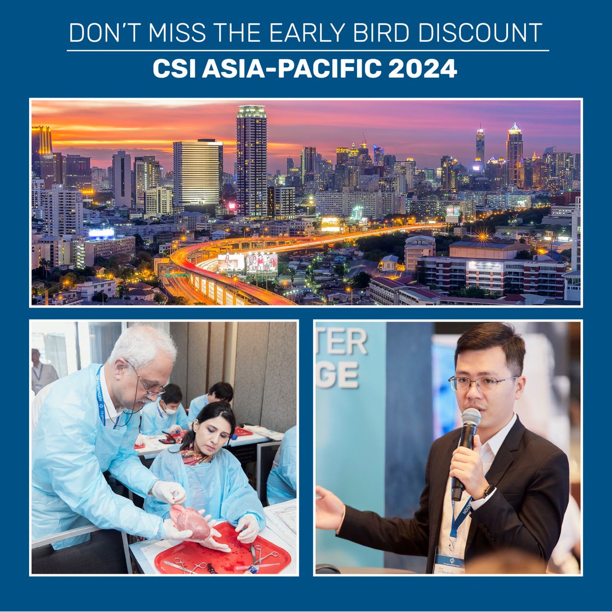 CSIcongress's tweet photo. Don't miss the Early bird deadline and save up on registration for #CSIAsiaPacific2024!
Register by Friday, June 28: https://t.co/kTjhGzV1Yo
We are excited to see you in Bangkok this October (4-6, 2024).
#CSIAP #CSIAP24 #CSI #CSIFamily #CSI #MedicalConference https://t.co/qd9LtQAcKw