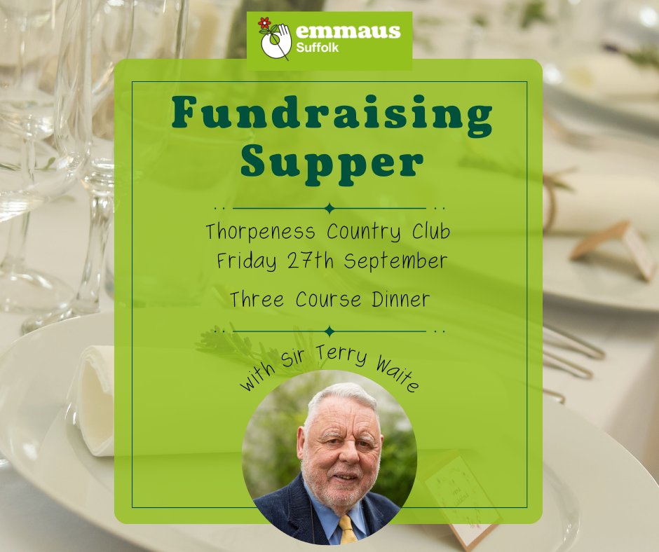 We're delighted to invite you to a Three-Course Fundraising Supper this September with special guest Sir Terry Waite! 🍽🥂

Ticket includes a champagne reception, three-course dinner, talk, and Q&amp;A session with Sir Terry.

Purchase your tickets: bit.ly/3xsriZA