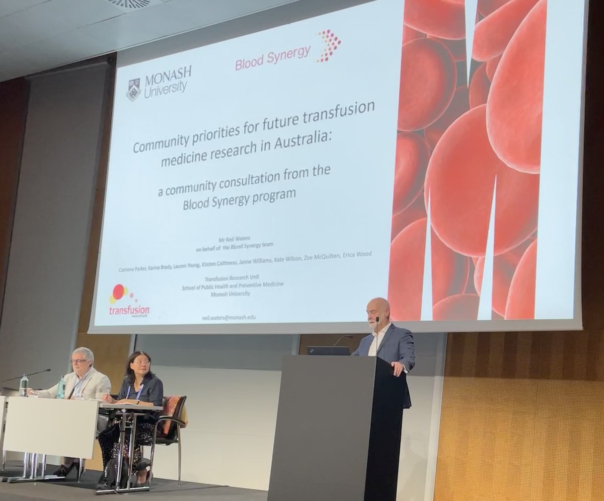 Erica Wood (@erica_m_wood) on Twitter photo Thanks to everyone who participated in the <a href="/BloodSynergy/">Blood Synergy</a> community consultation on transfusion research priorities for Australia!
First results presented by Neil Waters today at #ISBTBarcelona, with more information to follow at bloodsynergy.org Thanks to everyone who participated in the <a href="/BloodSynergy/">Blood Synergy</a> community consultation on transfusion research priorities for Australia!
First results presented by Neil Waters today at #ISBTBarcelona, with more information to follow at bloodsynergy.org