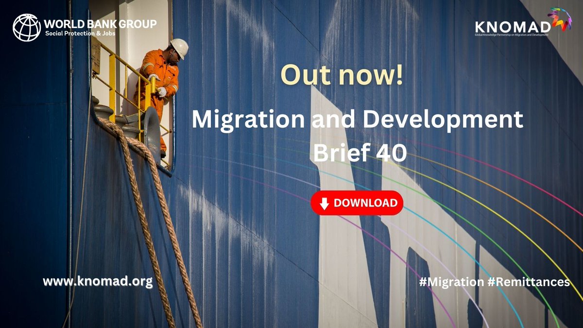 KNOMAD (@globalknomad) on Twitter photo Remittances remained a vital source of external financing for developing countries in 2023, with a modest 0.7% growth in 2023, says the latest Migration and Development Brief #Remittances <a href="/WorldBank/">World Bank</a> <a href="/GlobalKNOMAD/">KNOMAD</a> <a href="/WBG_SPLabor/">WB Social Protection</a>
knomad.org/publication/mi… Remittances remained a vital source of external financing for developing countries in 2023, with a modest 0.7% growth in 2023, says the latest Migration and Development Brief #Remittances <a href="/WorldBank/">World Bank</a> <a href="/GlobalKNOMAD/">KNOMAD</a> <a href="/WBG_SPLabor/">WB Social Protection</a>
knomad.org/publication/mi…