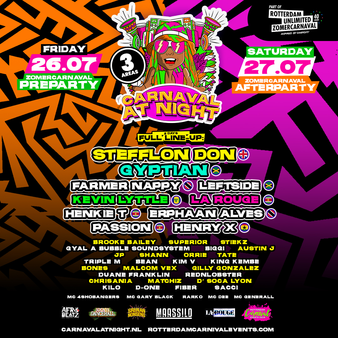 This year’s edition of Carnaval is going to be crazier and BIGGER than ever, with the Official Pre and Afterparty, CARNAVAL AT NIGHT🚨!  This year marks the 9th edition of bringing you the hardest events Carnaval has to offer, so we had to top it off with our BIGGEST line-up yet!