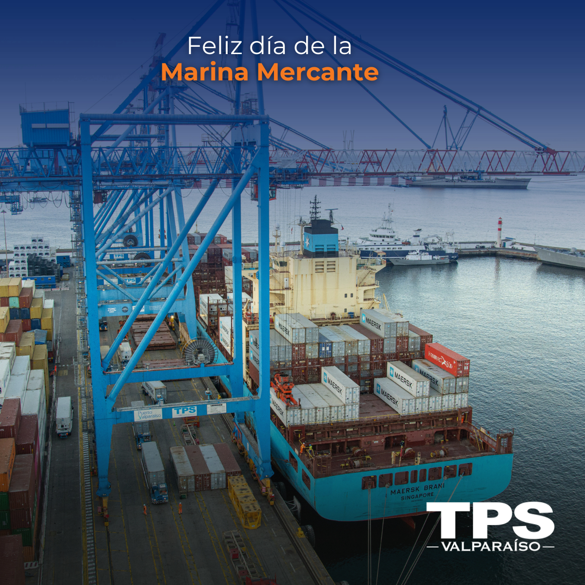 TPS_Valparaiso's tweet photo. Hoy conmemoramos el 206° aniversario del Día de la Marina Mercante Nacional ⚓ Saludamos a todas las personas que se desempeñan en este importante rubro de nuestro país, y que contribuyen cada día al desarrollo #marítimo de Chile 🇨🇱

#Chile #puerto #comercioexterior https://t.co/nXqBuD1XhR