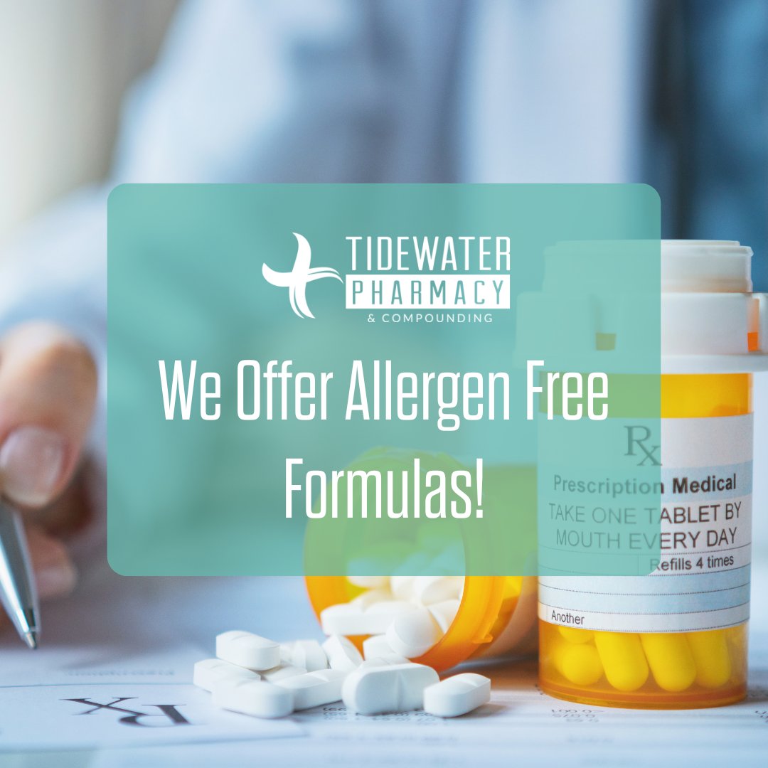 Discover allergen-free medications at Tidewater Pharmacy, because your health matters. Find relief without worry. 🌿💊 

#AllergenFree #Medications #Healthcare #TidewaterPharmacy #HealthFirst