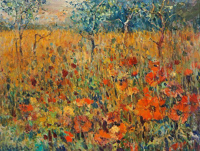 womensart1's tweet image. Trees in a meadow with poppies in bloom, c.1905 
by Juliette Wytsman, 
Belgian impressionist painter #WomensArt