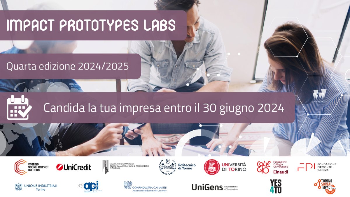 CamComTorino's tweet photo. ⚡ Scopri il potenziale di #impattosociale della tua #PMI!
📅 Candidati a #IPLabs entro il 30 giugno 
 #camcomtorino @CottinoImpact @UniCredit_IT @politonews @unito @piemonteinnova @torino_api @ConfindCanavese @UITORINO @Yes4To #unigens @TOSocialimpact
👉 https://t.co/ioVxSW935D https://t.co/rAjgEHtewv