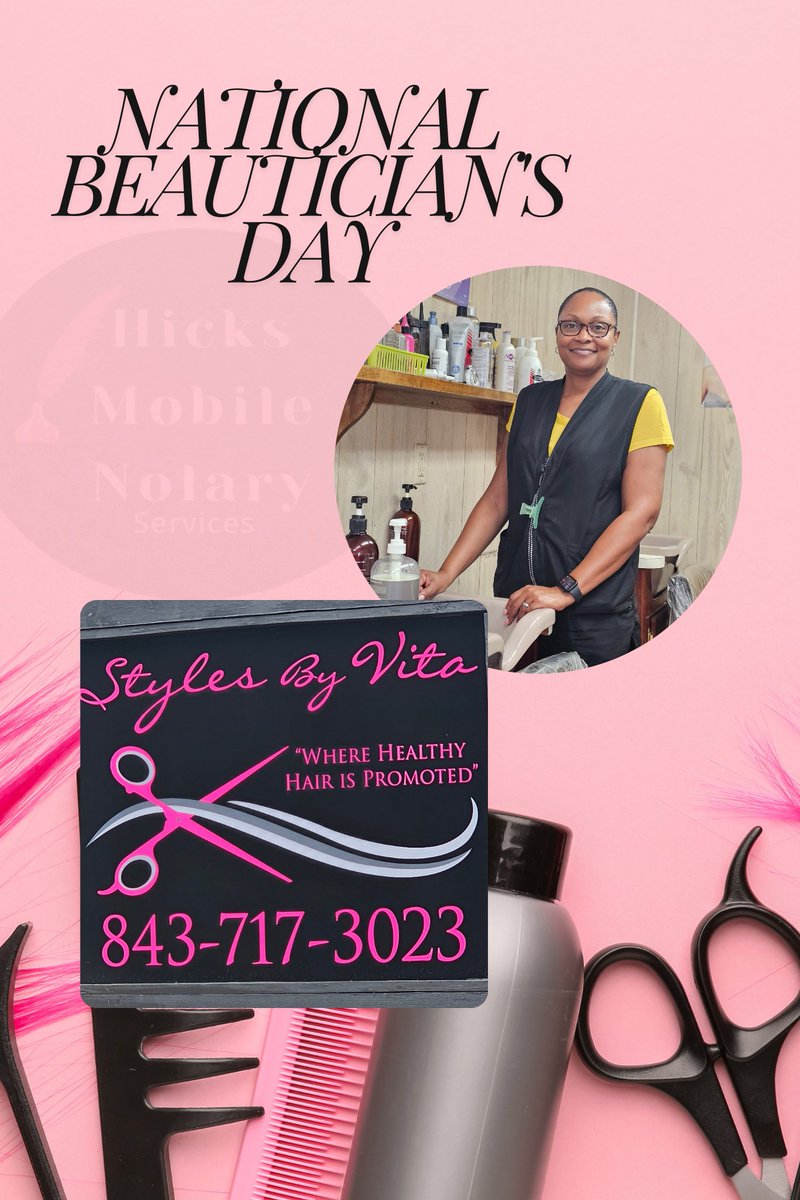 Happy National Beautician's Day to all the hardworking beauticians out there! As a notary, I understand the importance of your work in making people look and feel their best. 💕 

#NationalBeauticiansDay #StylesbyVeta
