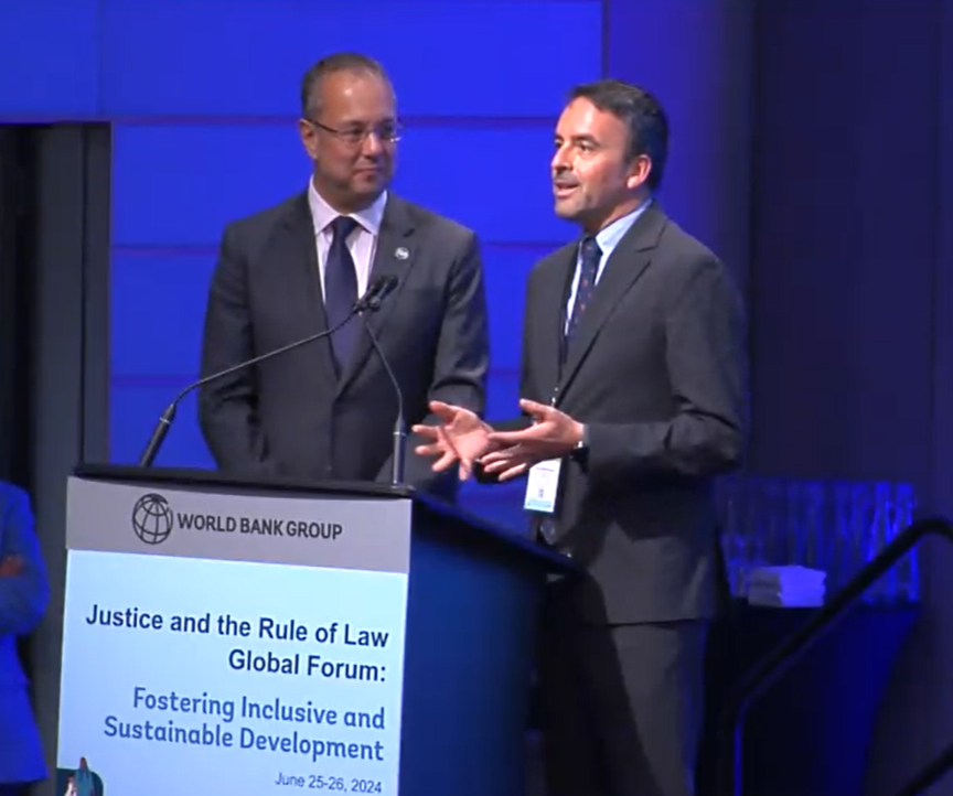 wbg_gov's tweet photo. .@RSenderowitsch and @Manuel_Olmedo, @justiciagob kick off Day 2 of the #JusticeandLawForum2024 &amp; announce the new e-Justice working group sponsored by the Government of Spain. 

Watch the plenary on Tech and Innovation for more: https://t.co/tNSnH1Wswt https://t.co/tkWs289Io5