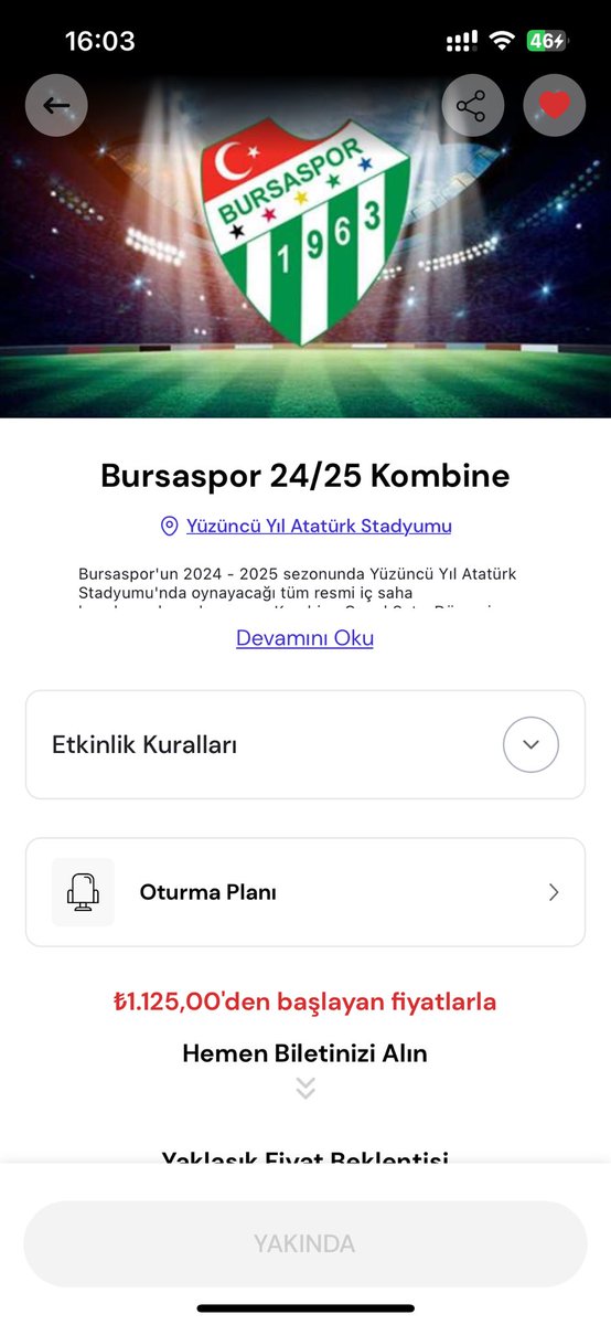 Kombineler 16:00 satışta dendi hala kimse yok ? #bursaspor