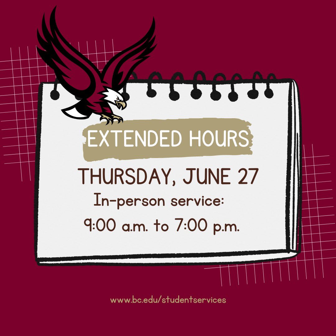 Visit our website for more information on our hours! 🦅 #BostonCollege