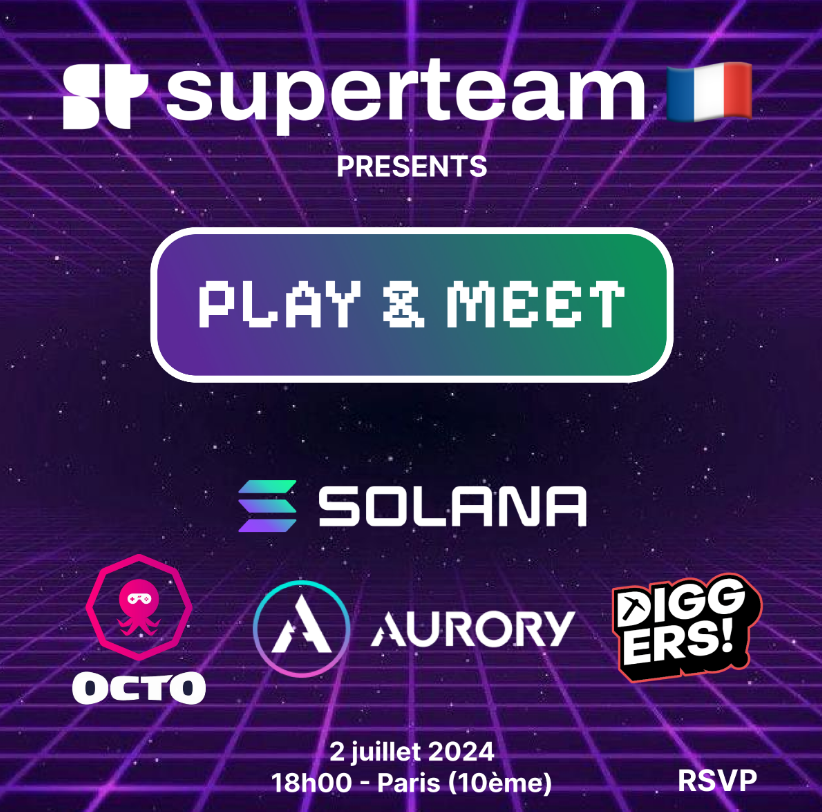 TheDiggersDAO's tweet photo. GM Diggers ! ⛏️

 Solana France (Superteam) x The Diggers vous invitent le mardi 2 juillet à une soirée Gaming Solana ! 🎮  

Pour l'occasion, on vous fait gagner 10 places.

Conditions :

🔸RT ce tweet

🔸Follow @SuperteamFRANCE & @TheDiggersDAO 

Tirage au sort dans 24h ⏰