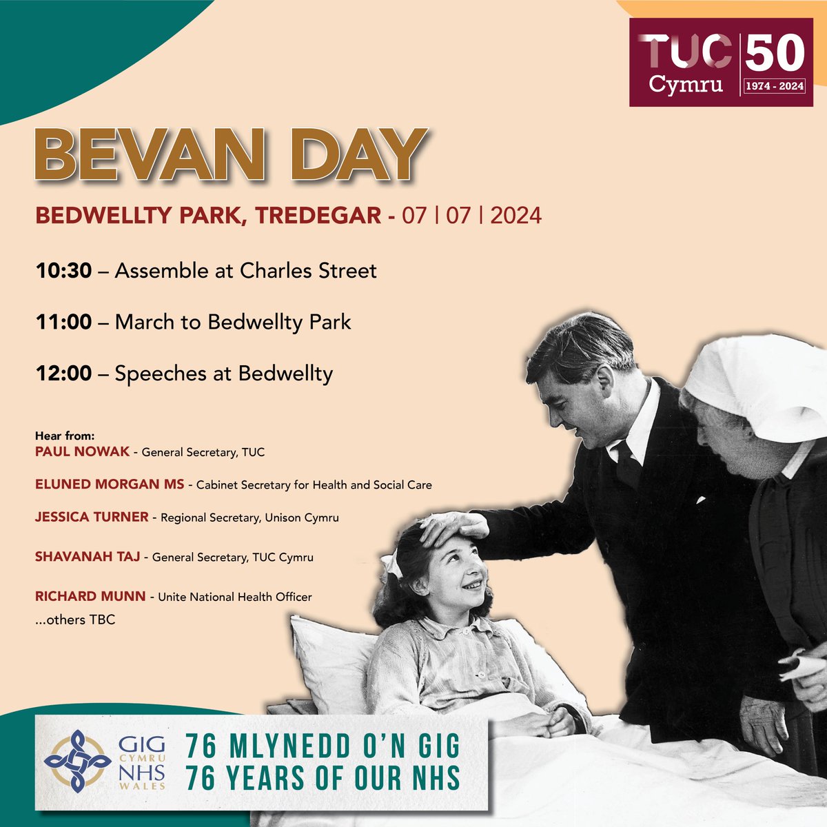 Join us and friends from across the union movement for Bevan Day on 7 July 🥳

This will be one of the first union-led events post-election, so come along for a great day out 👍
