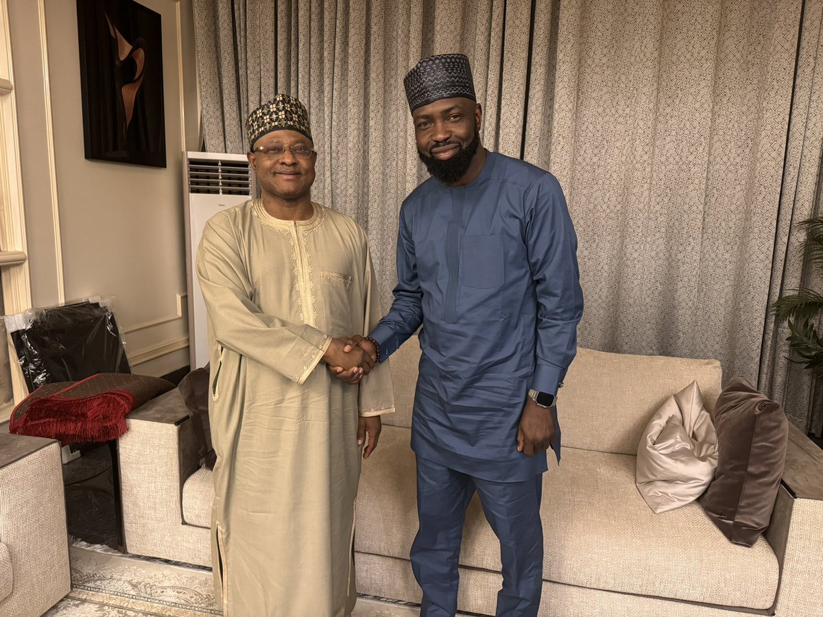 Audu's tweet photo. It was an honor and privilege to have met with my Governor @ubasanius yesterday to discuss means and ways to expand on the great work he has been carrying on in Kaduna. This is the sort of leadership we require to restore broken institutions , build wealth for all the great people of Kaduna and to make Kaduna great again!!