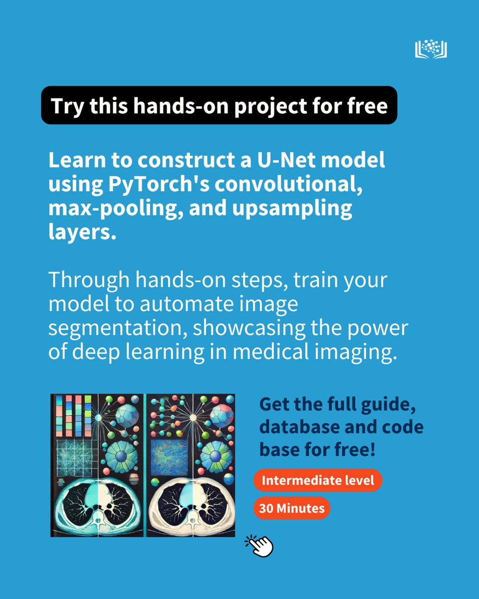 CognitiveClass's tweet image. [Free Data Science Project] Learn to construct a U-Net model using PyTorch👇️

Get the full codebase + step by step instructions for free:
🔗 cognitiveclass.ai/courses/medica…

#PyTorch #UNet #ComputerVision #DataScience #DeepLearning #ImageSegmentation