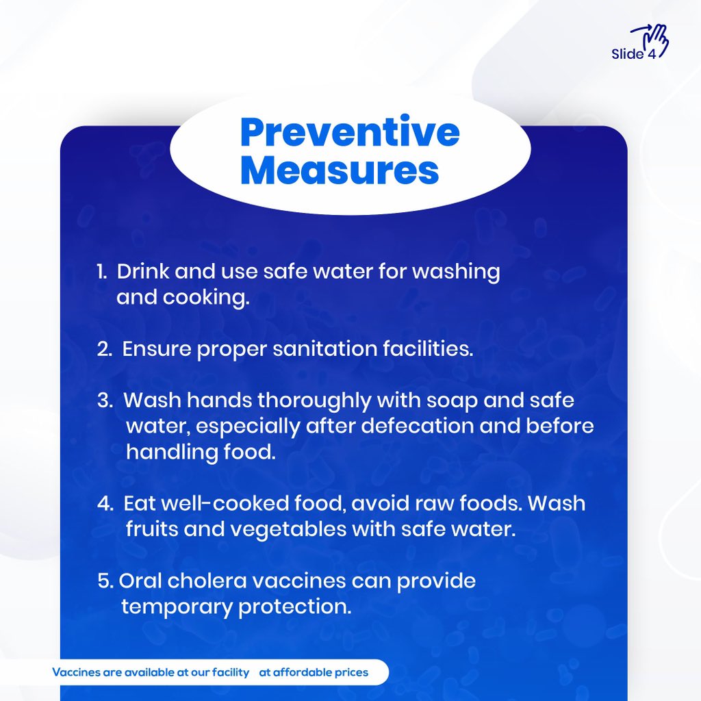 MedicaidRD's tweet photo. Lets Fight Cholera Together!

#Cholera is a deadly disease caused by contaminated food and water, but we can prevent it! 

Here’s how you can prevent cholera:

Drink and use #safewater.
Practice #goodhygiene.
Eat well-cooked food.
Ensure proper #sanitation.
Get vaccinated! https://t.co/aEfsm89LGg