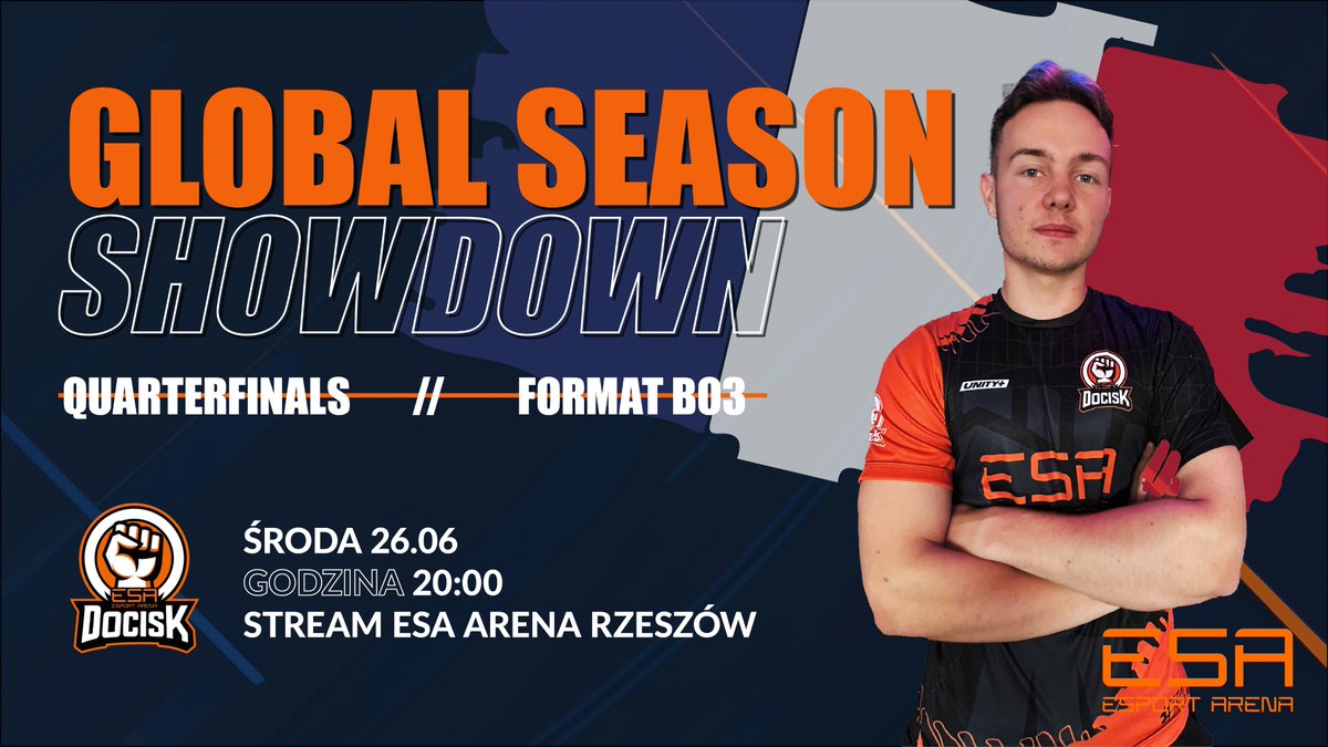 DOCISK (@docisk_) on Twitter photo GLOBALNY FRANCUSKI SEZON Z ESA DOCISK!
<a href="/GSS_Esport/">GlobalSeasonShowdown</a>
Po wygranych kwalifikacjach, przechodzimy do gier ćwierćfinałowych w formacie bo3, a wszystko to możesz zobaczyć na streamie, który będzie prowadzony przez niezawodnego <a href="/JaskierBB/">Kamil Rojek</a>.
⏲️ 20:00
⚔️ DOCISK vs <a href="/_SGEOfficial/">Spicy Gorillas eSports</a>
🎥 Link GLOBALNY FRANCUSKI SEZON Z ESA DOCISK!
<a href="/GSS_Esport/">GlobalSeasonShowdown</a>
Po wygranych kwalifikacjach, przechodzimy do gier ćwierćfinałowych w formacie bo3, a wszystko to możesz zobaczyć na streamie, który będzie prowadzony przez niezawodnego <a href="/JaskierBB/">Kamil Rojek</a>.
⏲️ 20:00
⚔️ DOCISK vs <a href="/_SGEOfficial/">Spicy Gorillas eSports</a>
🎥 Link