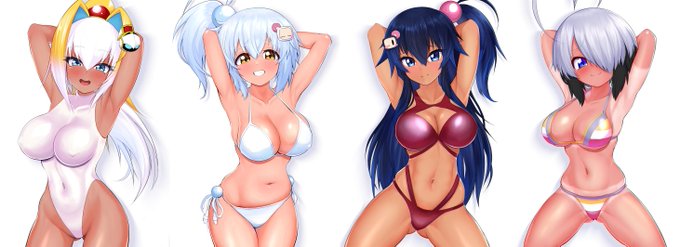 夏だ!(初夏)水着だ!(未実装の子がいる)小麦色アカデミアガール!
こっそり作っていました
個人的にはクロのこんがり具合が気に入っている 