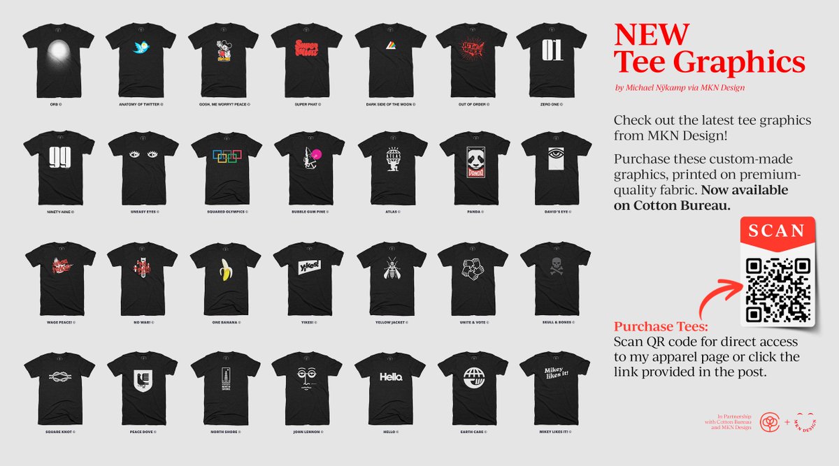 My side hustle is designing custom graphics printed by Cotton Bureau. View the full selection of tees by scanning the QR code (on the image) or clicking on this link → tinyurl.com/39w
#MKNDesign #Tees #CottonBureau #Design #Illustration #Purchase #Buy #NewTeeGraphics