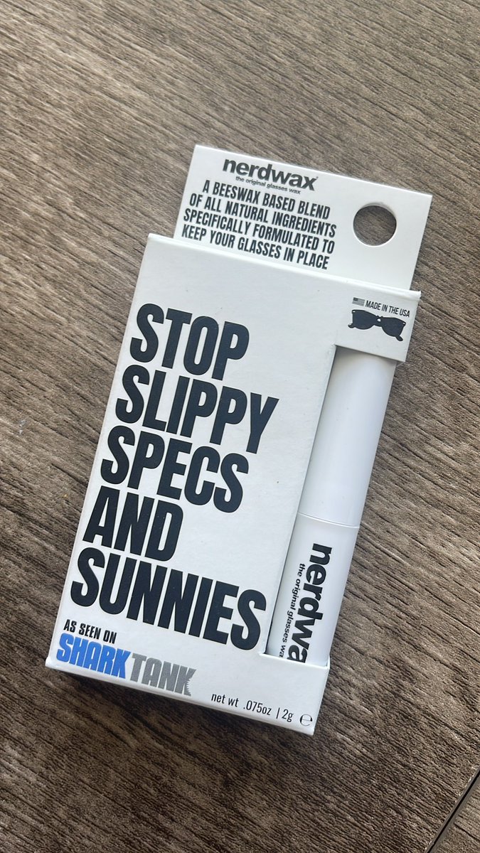 Manda_80sFanGrl's tweet image. I wear glasses pretty much every day and with this heat sometimes they get annoying with the sliding. I read that this #nerdwax is supposed to to be pretty good &amp;amp; I guess it was on @SharkTankUSA. @Nerdwax I’m excited to use this I hope it works I’ll keep you updated! 😎🤓🤞