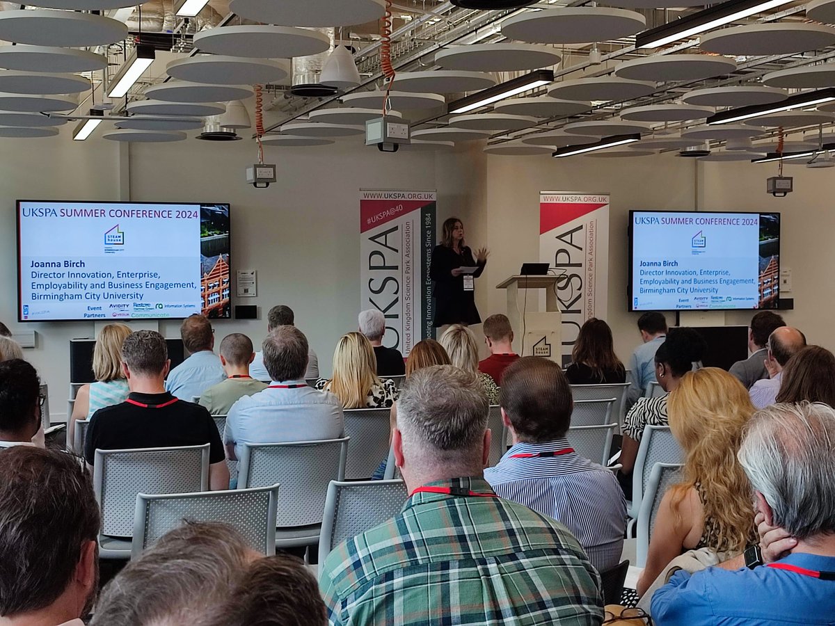 UKSPA's tweet photo. Our summer conference opening session at STEAMhouse with Joanna Birch Director Innovation, Enterprise, Employability and Business Engagement, Birmingham City University and Simon Davies Associate, Aukett Swanke. STEAMhouse and beyond: Innovation through community. #ukspasummer https://t.co/6wPHVoilLC