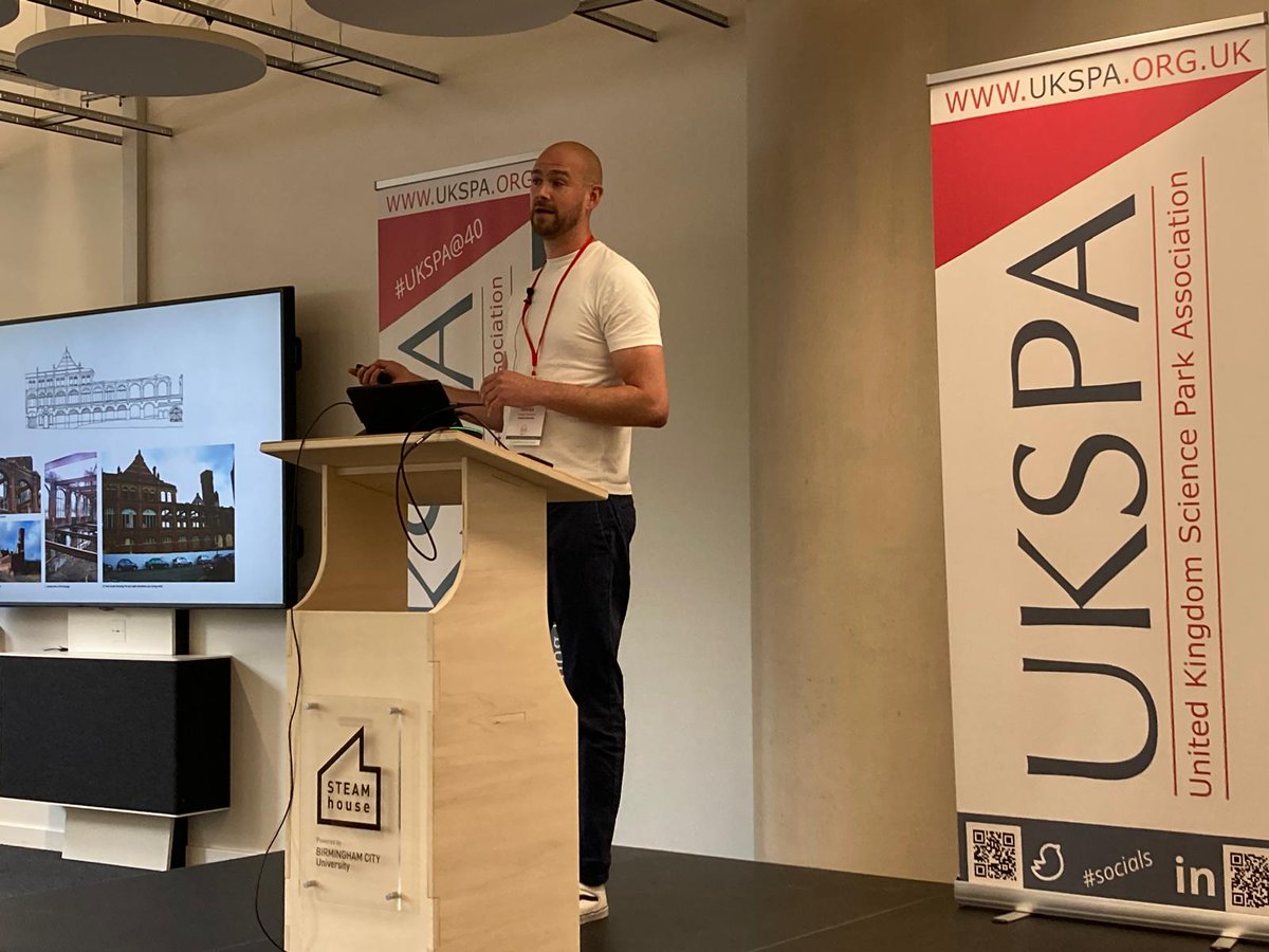 UKSPA's tweet photo. Our summer conference opening session at STEAMhouse with Joanna Birch Director Innovation, Enterprise, Employability and Business Engagement, Birmingham City University and Simon Davies Associate, Aukett Swanke. STEAMhouse and beyond: Innovation through community. #ukspasummer https://t.co/6wPHVoilLC