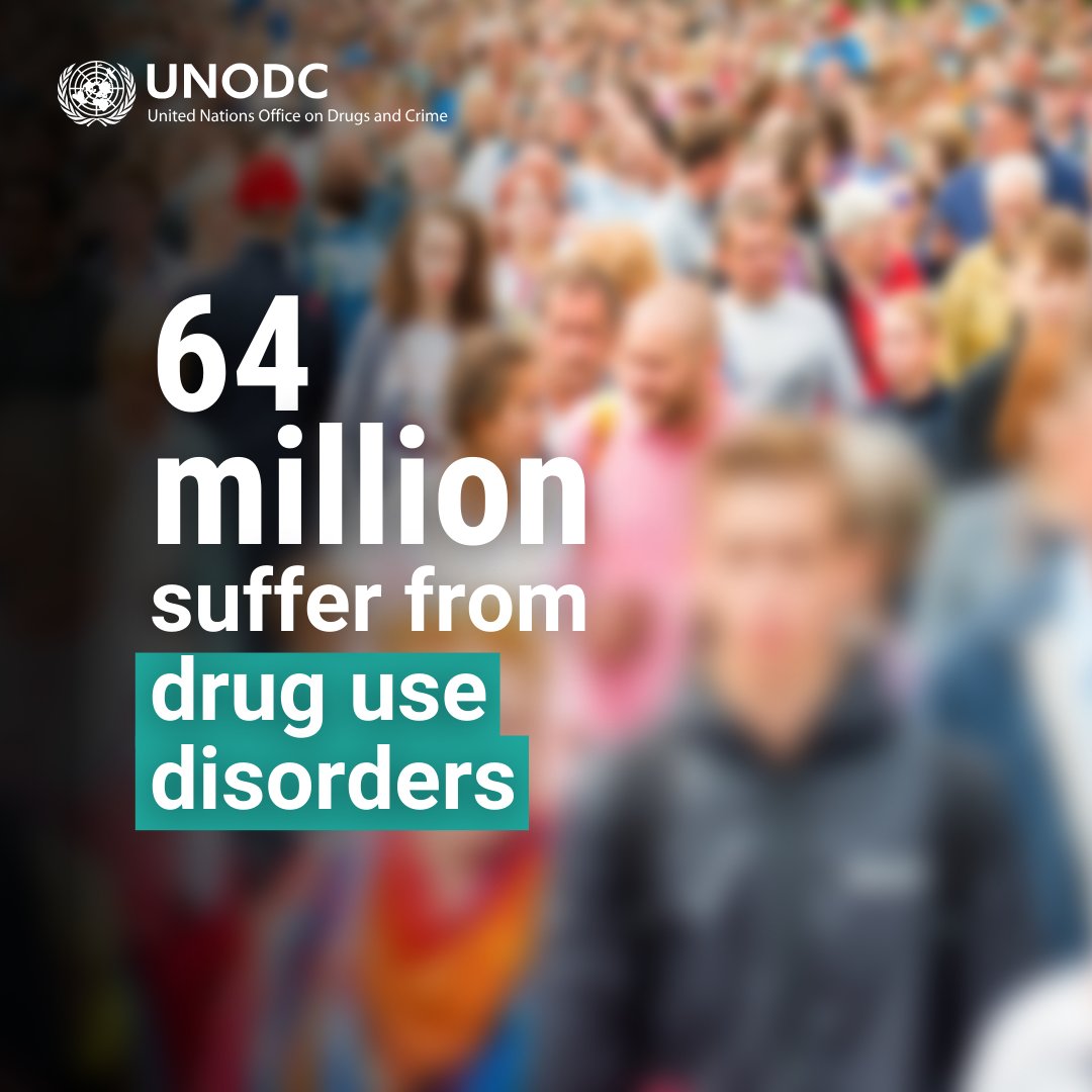 UNODC's tweet photo. 64 million people worldwide were suffering from a drug use disorder in 2022.

Go behind the data in the #WorldDrugReport: