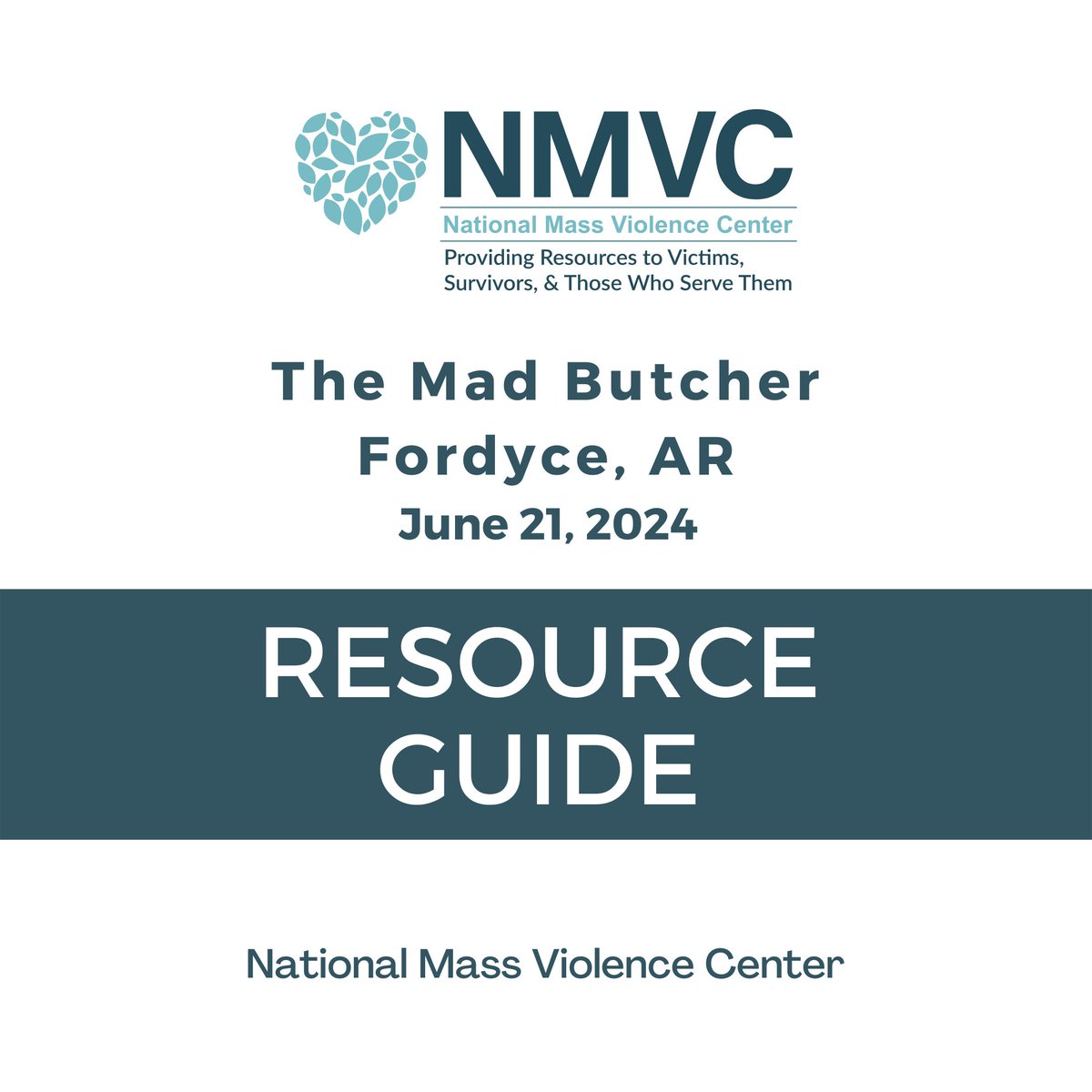 The NMVC is offering a resource guide to provide guidance for the community in the aftermath of the tragic mass shooting at the Mad Butcher store in Fordyce, AR. We hope this resource guide can offer support during these difficult days and months ahead. buff.ly/4cmuh55