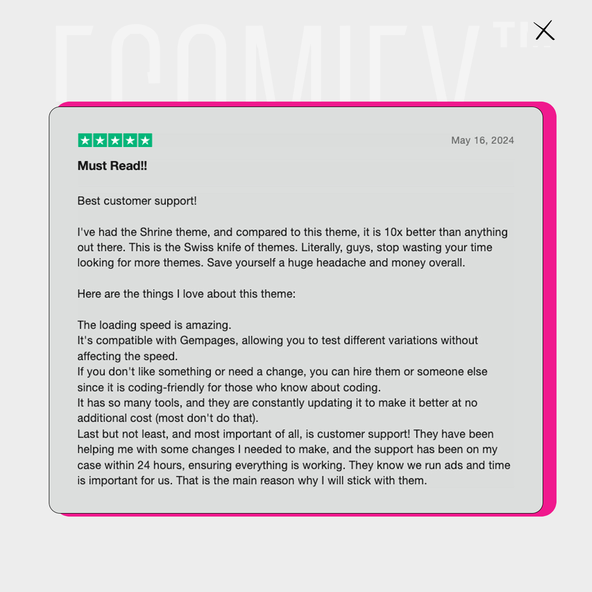 GraduatesEcom's tweet image. A theme that transforms your store

Design like a pro 
Get your store ready in 5 hours
Lifetime Updates
Priority Support 

#ShopifyThemes
#EcommerceSolutions
#OnlineStoreDesign
#ShopifyExperts