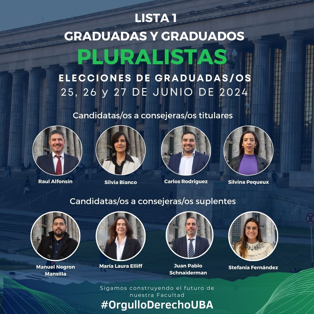 JuampiZanetta's tweet photo. Si todavía no fuiste a votar, lo podes hacer hoy y mañana (26 y 27 de Junio) de 9 a 20 hs.
Si querés seguir construyendo una facultad reformista, plural, gratuita, prestigiosa y de excelencia académica, te pido que nos acompañes a votar la Lista 1 de Graduados Pluralistas
Cuidemos lo que funciona bien, cuidemos nuestra Facultad.