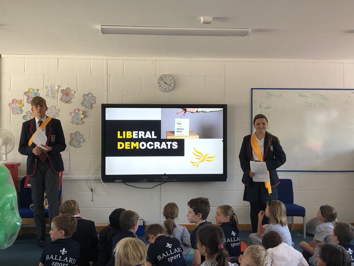 BallardSchool's tweet photo. Mock Elections@Ballard
Year 9 pupils, supported by our English Department, have been running an election campaign for the four main parties.
#MockElections #ABalancedView #English #Year9 #ThroughSchool #BroadCurriculum #LifeBeyondTheClassroom #MadeAtBallard https://t.co/gWC6ZKXbsh